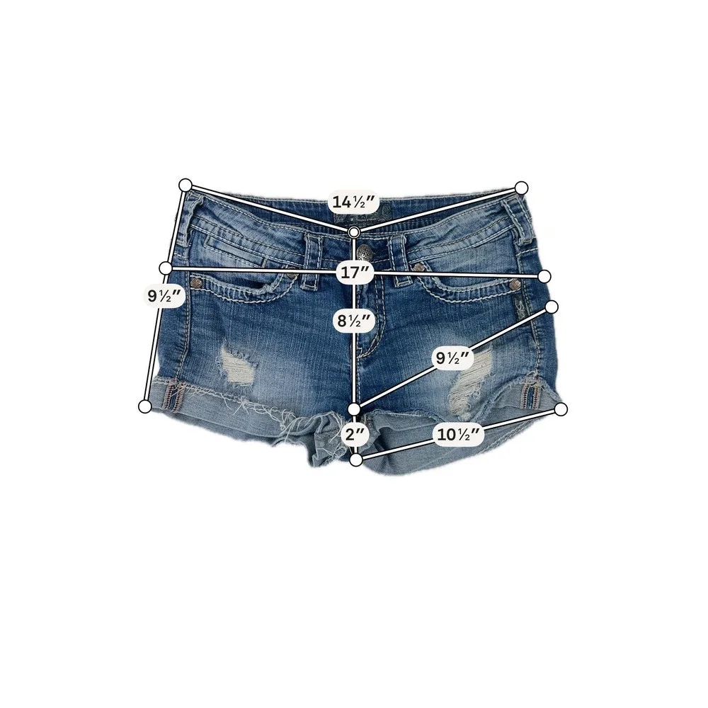Silver Jeans Toni Shorts Womens 27 Medium Wash Distressed Y2K Denim‎